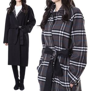 버버리 체크 100% 울 양면 벨티드 롱 코트/8093827