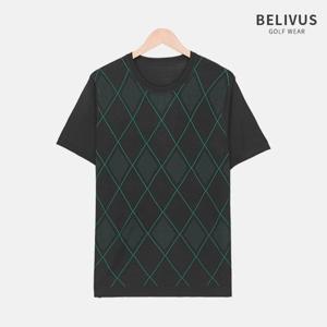 빌리버스 남성 골프웨어 라운드 니트 다이아몬드 반팔니트 BRM006