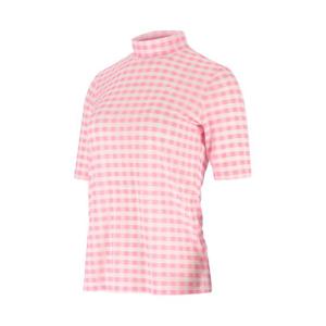 [엘르골프]여성 체크패턴 목크넥 티셔츠 [6J45453]