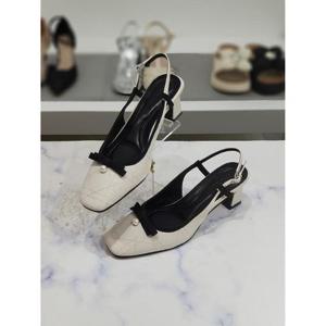 한슈 세이브존03 벨르 진주 리본 슬링백 샌들힐 7cm AGHS816470ldA