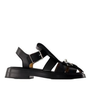 알렉산더맥퀸 블랙 스무스 가죽 티바 샌들 814293WHACC1064 BLA