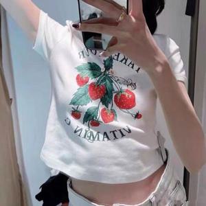귀여운 크롭 면티 딸기 티셔츠 RNR-0055
