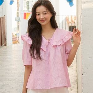 [올리브데올리브]러플 카라 자수 블라우스 (OW5XB416)