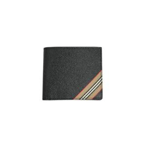 버버리 아이콘 스트라이프 레더 반지갑 블랙 8033072