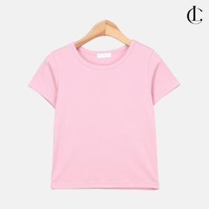 엘케이트 여성 무지티셔츠 크롭 반팔 라운드넥 여름 베이직 티 LID010