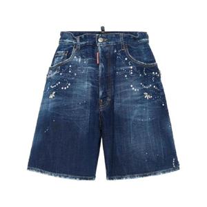 25 FW 디스퀘어드2 라인스톤 장식 데님 쇼츠 S74MU0883S30664 TP433480502