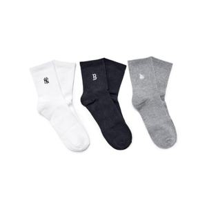 MLB  (3ASOMS15N-00MGS) 공용 스몰로고 자수 중목양말 3족세트 MLB