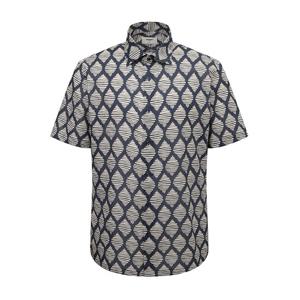 [레노마(셔츠)]네추럴 다이아몬드 프린트 슬림핏반팔셔츠  RPUSL1374NY