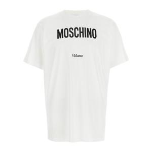 모스키노 프론트 로고 프린트 코튼 티셔츠 A07135241 1001