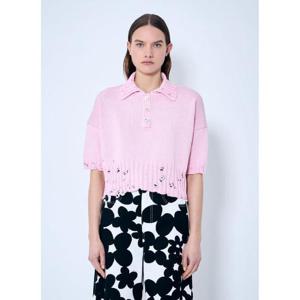 25 FW 마르니 여성 디스트레스트 니트 폴로 셔츠  mni0259010pin