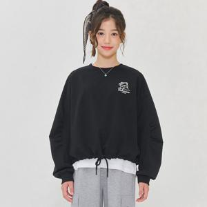 [오션스카이] 여아 소매 셔링 크롭 맨투맨 티셔츠-EEJG5160B03