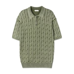 [리빌모아]남자 케이블 피그먼트 카라 반팔 니트티 GN-KNH-Q016-