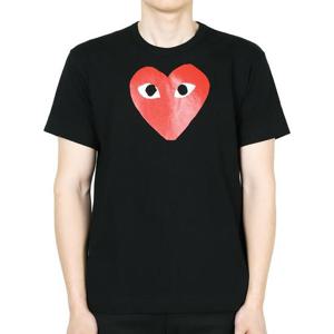 디몬트 꼼데가르송 남성 레드 하트 프린팅 반팔(블랙) AX-T112 1 BLACK