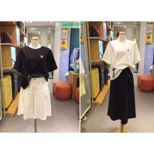 베네통 (BATS97541)2COL 리본 B레터링 티셔츠