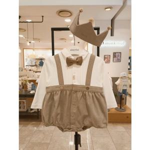 [압소바] (베이지)(조카백일돌선물)가모프정장우주복(왕관) (A2522302)