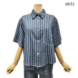 [에이비에프지]스트라이프 패턴 반팔 숏 남방 APZ3HB41H