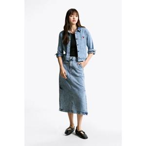 [타미진] T32F6NFS11TWL1 여성 하이 맥시 롱 스판 데님 스커트