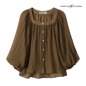 [나인식스뉴욕(영캐릭터)]스퀘어넥 링클 퍼프 소매 블라우스 NP8SH003M0