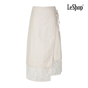 [르샵]레이스 트리밍 린넨 랩 스커트 BP8SK005A