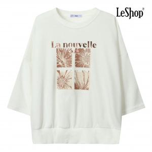 [르샵] 스퀘어 컷팅 프린팅 7부 소매 티셔츠 (BP8TS004A)