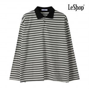 [르샵] 버튼 카라넥 루즈핏 단가라 티셔츠 (BP8TS006A)