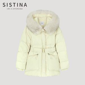 [SISTINA] 인기 폭스퍼 후드 벨티드 덕다운 점퍼_ASDJPO41050_LY