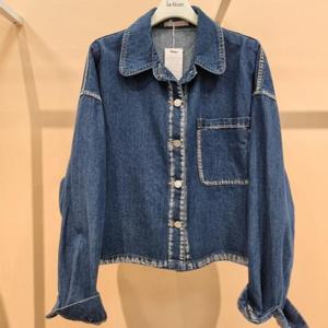 라티움 HC34 팔통 넓은 가슴포켓 숏 오버핏 데님셔츠 T2533BL05