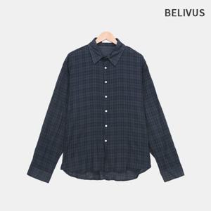 빌리버스 남자 린넨라이크 잔체크 셔츠 세미 오버핏 긴팔 남방 BRAT104