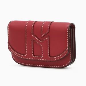 [헤지스ACC] 레드 이니셜로고 소가죽 카드지갑 HIHO5F561R3