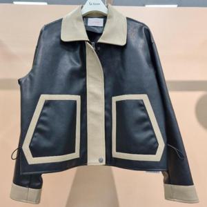 라티움 HC34 스텐카라 배색처리 숏 짧은 레더 페이크 가죽점퍼 T2553Jp08