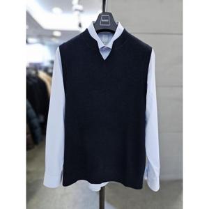 바쏘옴므 세이브존03 바쏘옴므 남자 니트 조끼 네이비 혼방 니트 베스트 WSAGZ3WV07A