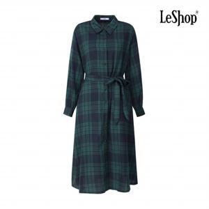 [르샵] 체크 패턴 허리끈 셔츠형 원피스 (BP9OP017A)