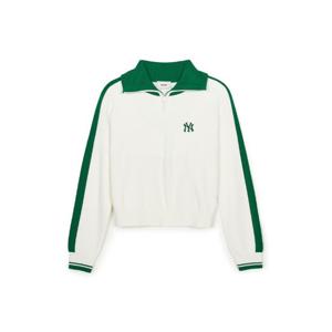 M MLB긴팔티 GQC 3FKPV0444-50CRS 여성 스포티브 바시티 소매 배색 반집업 스웨터 뉴욕양키스