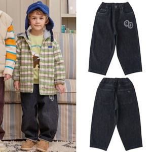 [블루독8-키즈] 다크블랙 테이퍼드윈터데님팬츠 기모 면스판 청바지 두돌선물 초등학생 25C1541401