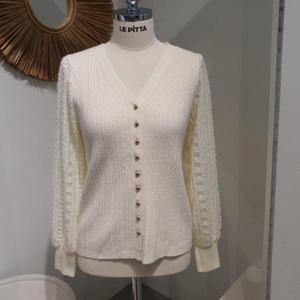 르피타 HC06 여리핏 단추 브이넥 짜임 가디건(아이보리) L244UKTA06