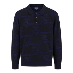 [파리게이츠] (511E4SR324)남성 배색 로고플레이 카라 긴팔 니트