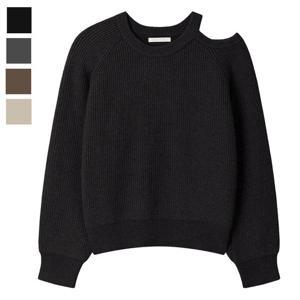 [리빌모아]여자 베로스 숄더 트림 라운드 니트 SGW-KN-Q095-검정