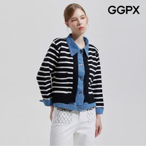 [GGPX] 카라넥 데님 레이어드 스트라이프 가디건 (GPAKG018F)