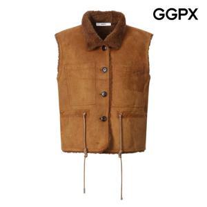 [지지피엑스]허리 스트링 무스탕 포켓 베스트 GPAVT008B