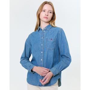 헤지스 여성 24FW 가격인하스테디셀러데님 다크블루 워싱 포켓 긴소매 데님 셔츠 WSSH4C705B3