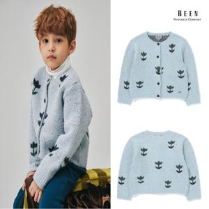 [빈]BZ72CK01SB 블루 플라워자카드 니트 가디건
