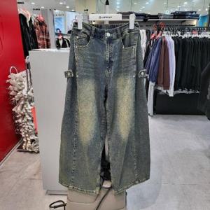 에어워크주니어 sh06 와이드 사이드 스넵 기모 INK/블루 버뮤다 데님팬츠 R258G3184A