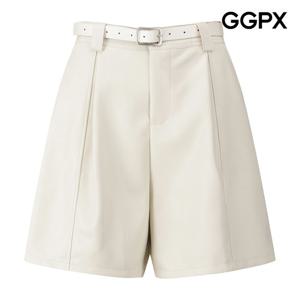 [지지피엑스]페이크 레더 벨트 세트 핀턱 4부 팬츠 GP9PT042F