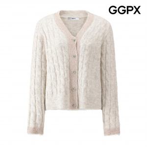 [GGPX] 펄 배색 라인 꽈배기 니트 가디건 (GPBKG006F)