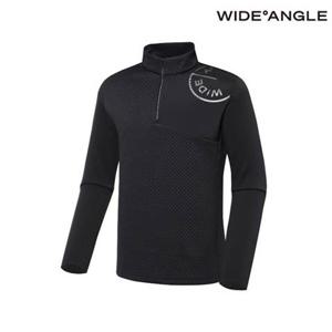 [와이드앵글] WMW23213Z1 CO 우븐패치 하프집업 미드 레이어 M (Black)