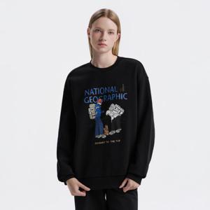 내셔널지오그래픽N254USW901 트레져 컨셉 크루 그래픽 기모 맨투맨 BLACK