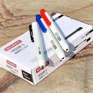 똑딱이네임펜 모리스 JUSTCLICK 0.7mm 노크식 세필 네임펜 S 1다스