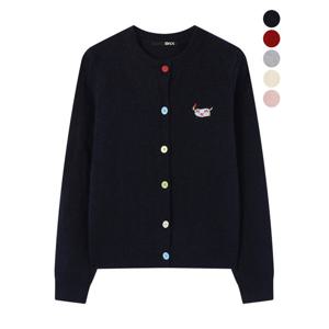 [비엔엑스]컬러 버튼 도그 자수 니트 가디건 (BX4CD003L0)
