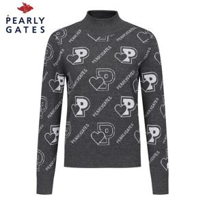 [파리게이츠] 여성 하트 심볼 자카드 하이넥 니트