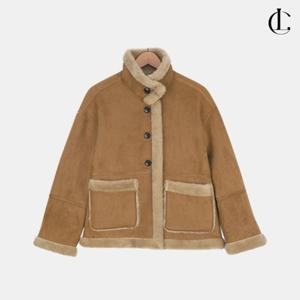 엘케이트 여성 겨울 캐주얼 양털 스웨이드 페이크 하이넥 하프 무스탕 자켓 LNNT014